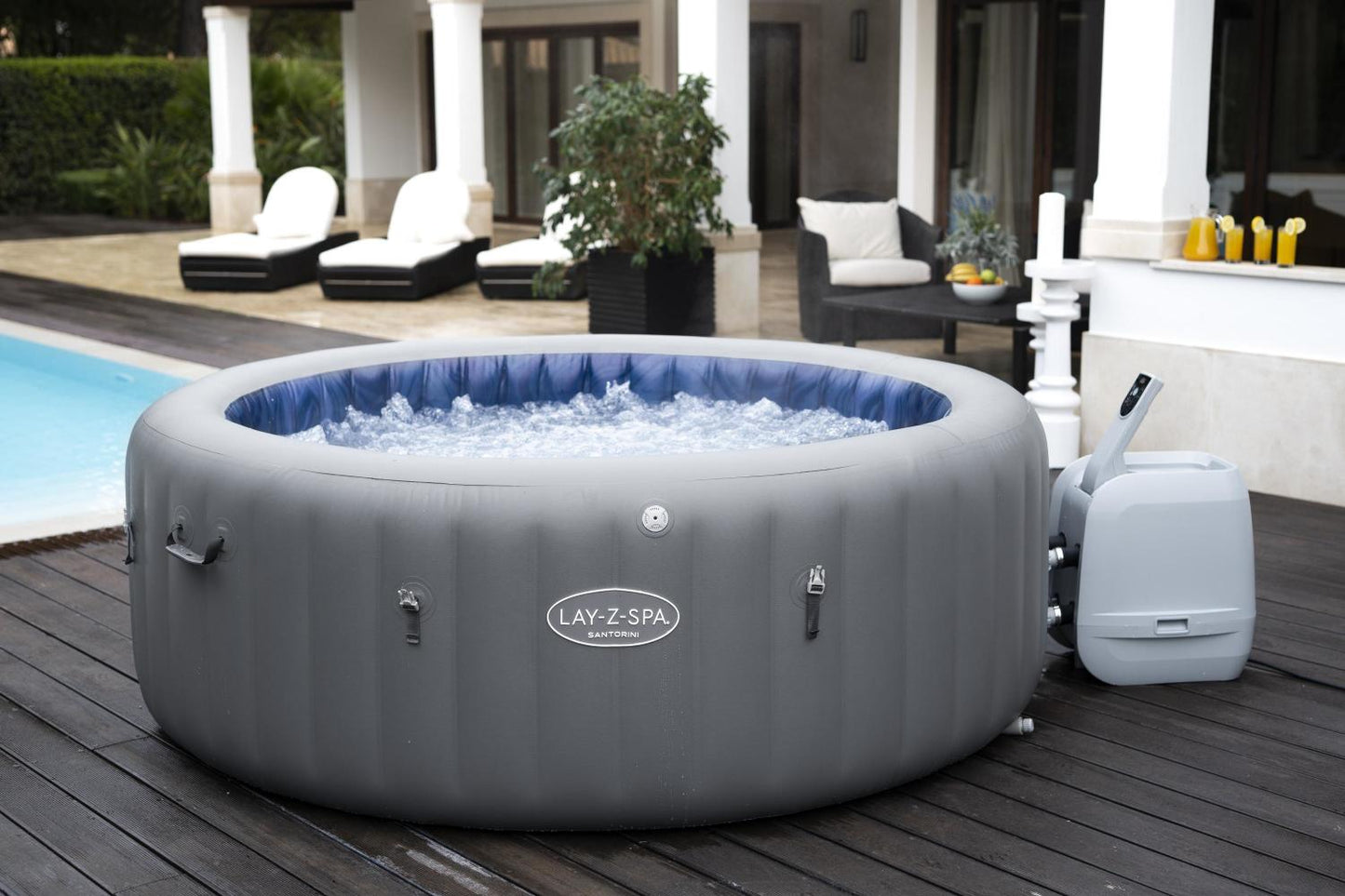 Bestway Lay-Z-Spa Santorini Hydrojet Pro Opblaasbare Hot Tub Met Colorjet Led-Verlichting Voor 5-7 Personen