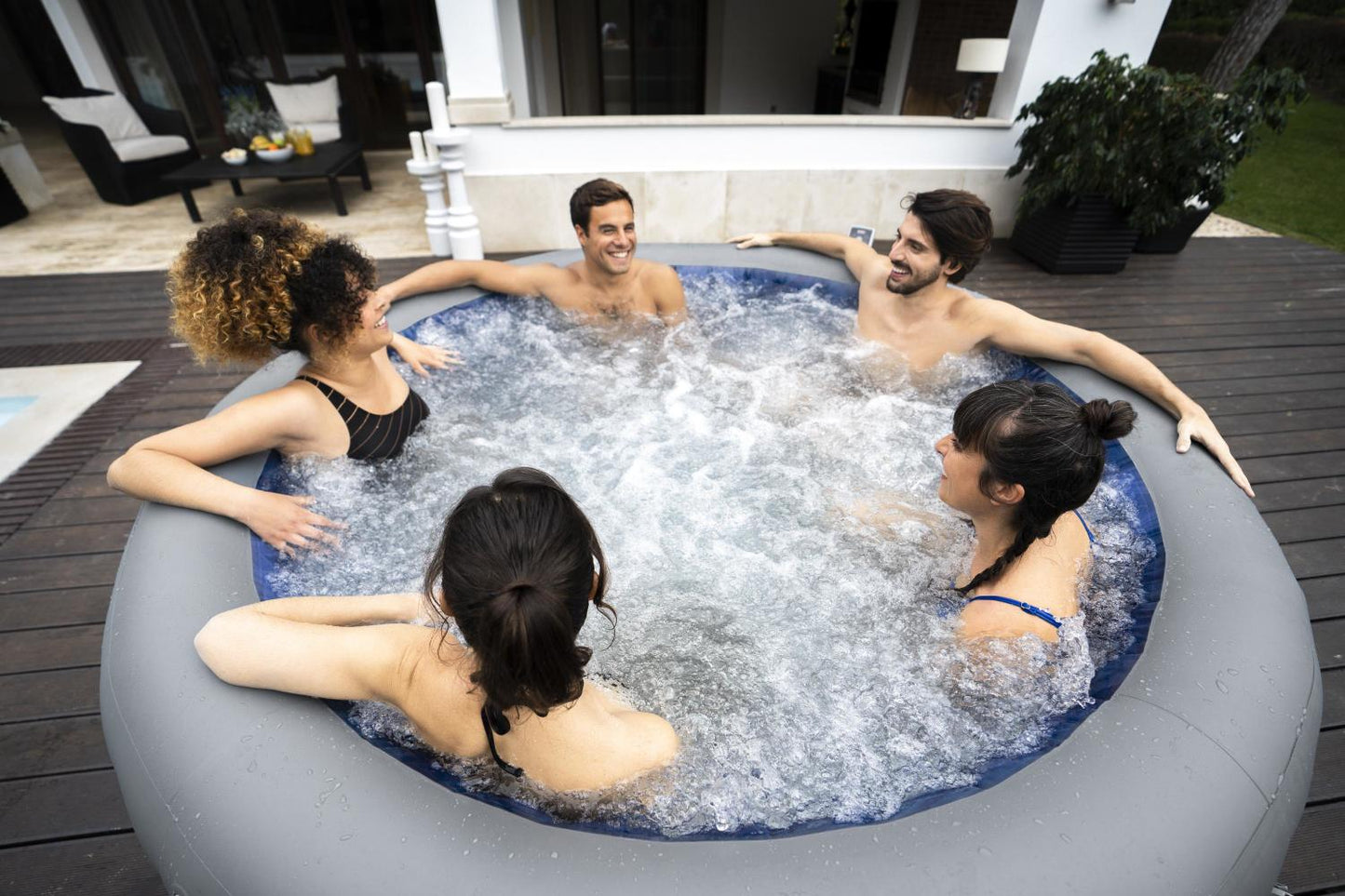 Bestway Lay-Z-Spa Santorini Hydrojet Pro Opblaasbare Hot Tub Met Colorjet Led-Verlichting Voor 5-7 Personen