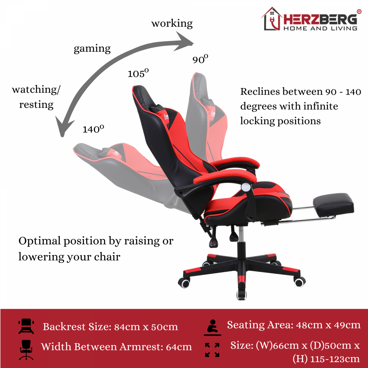 Herzberg Home & Living Herzberg Ergonomische Gaming Of Bureaustoel Geel