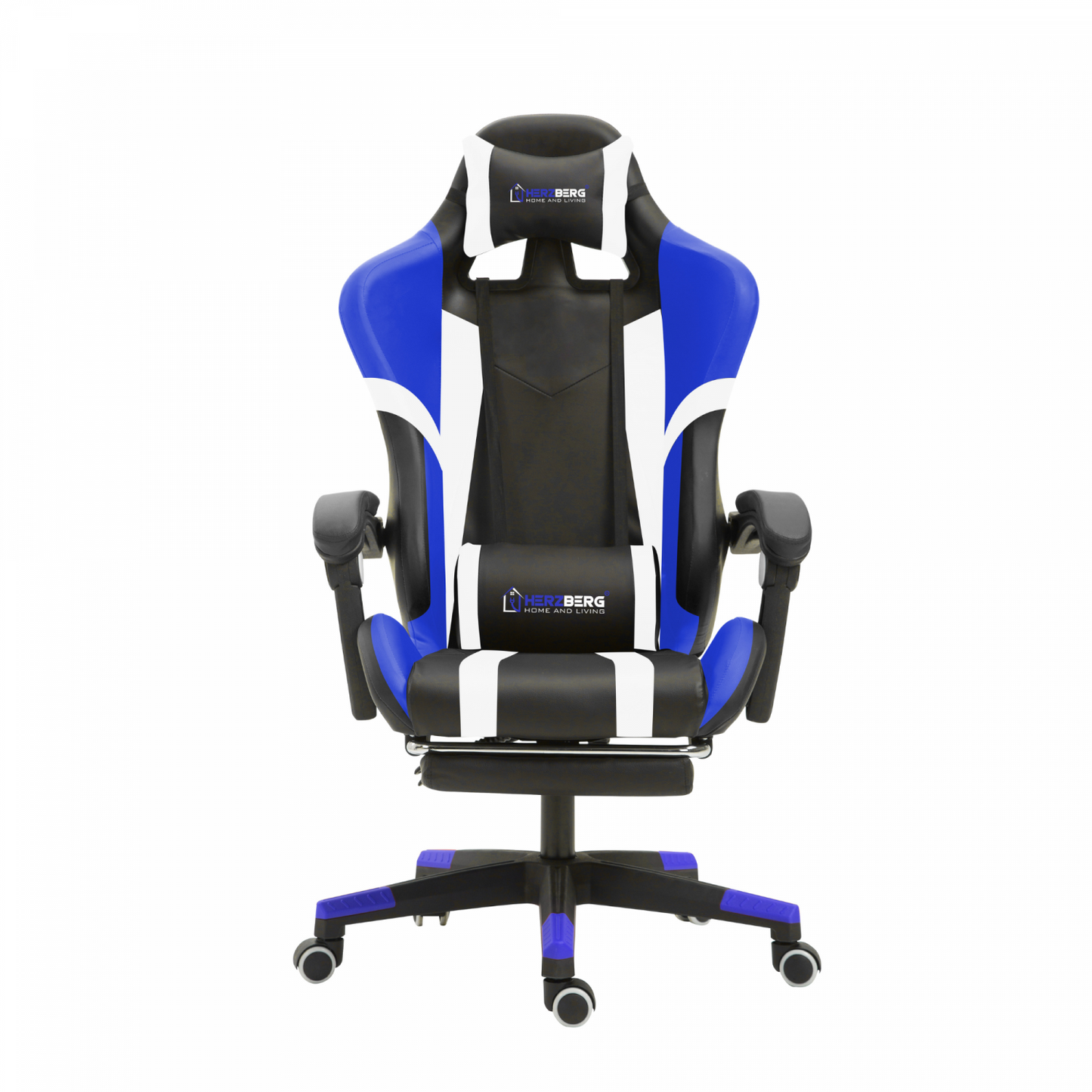 Herzberg Home & Living Herzberg Hg-8083: Driekleurige Gaming- En Bureaustoel Met Lineair Accent Blauw
