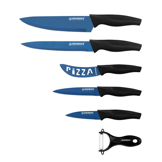 Herzberg Cooking Herzberg 5-Delige Messenset Met Marmercoating - Blauw