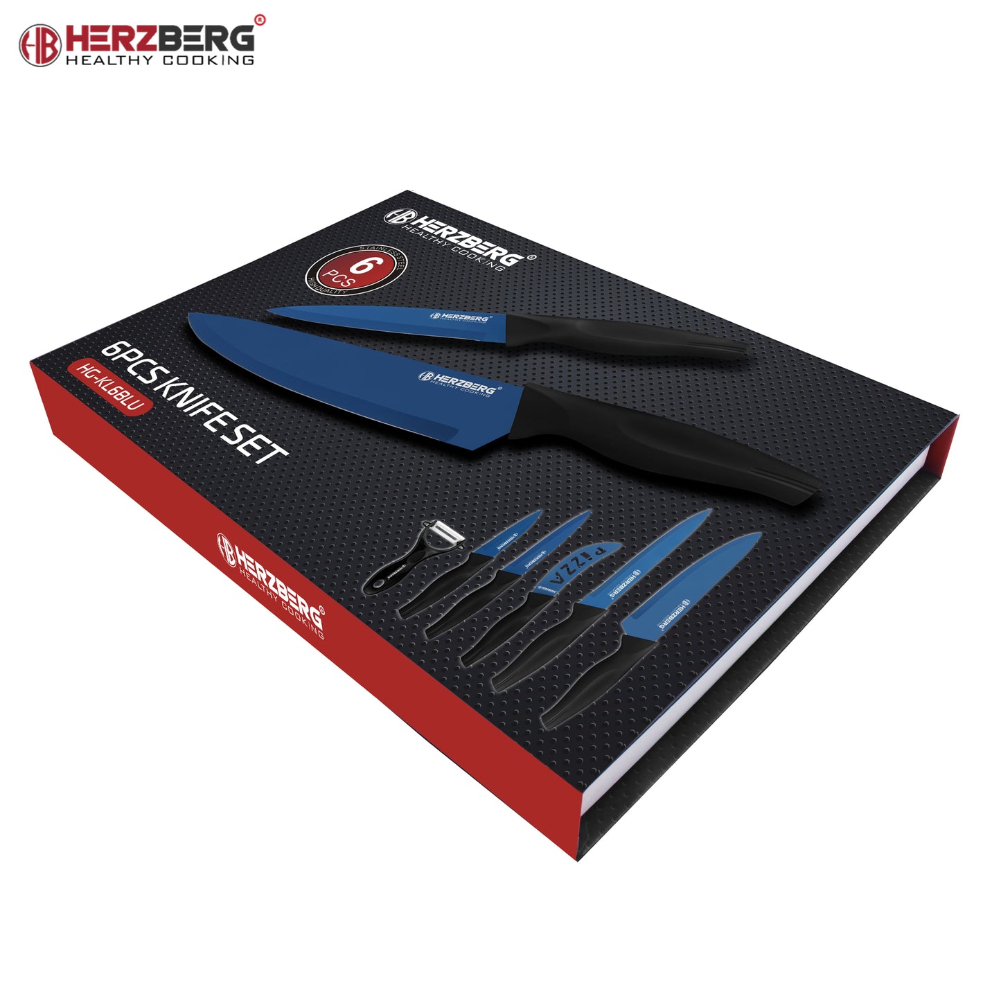 Herzberg Cooking Herzberg 5-Delige Messenset Met Marmercoating - Blauw