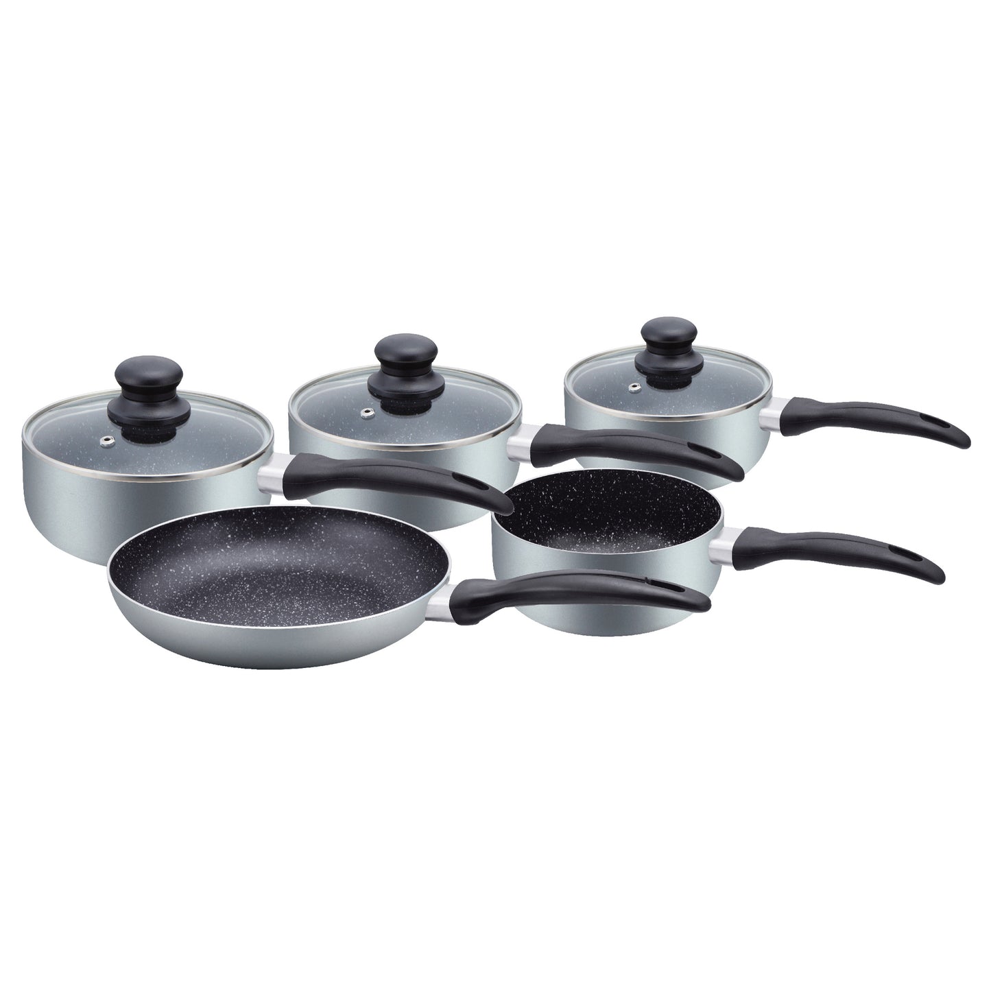 Herzberg Cooking Herzberg Hg-5003Sl: 8 Delige Marmeren Pannenset - Zilver