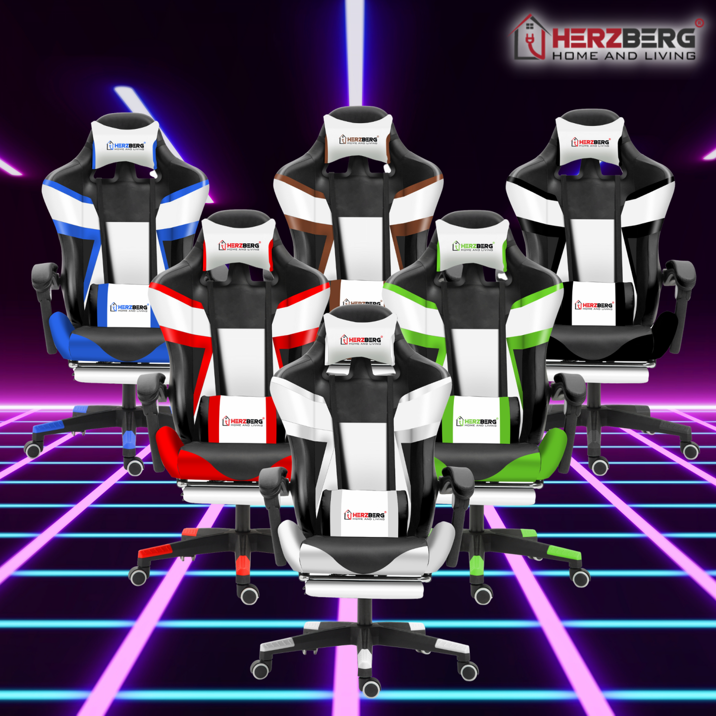 Herzberg Home & Living Herzberg Hg-8082: Driekleurige Gaming- En Bureaustoel Met T-Vormig Accent Groen
