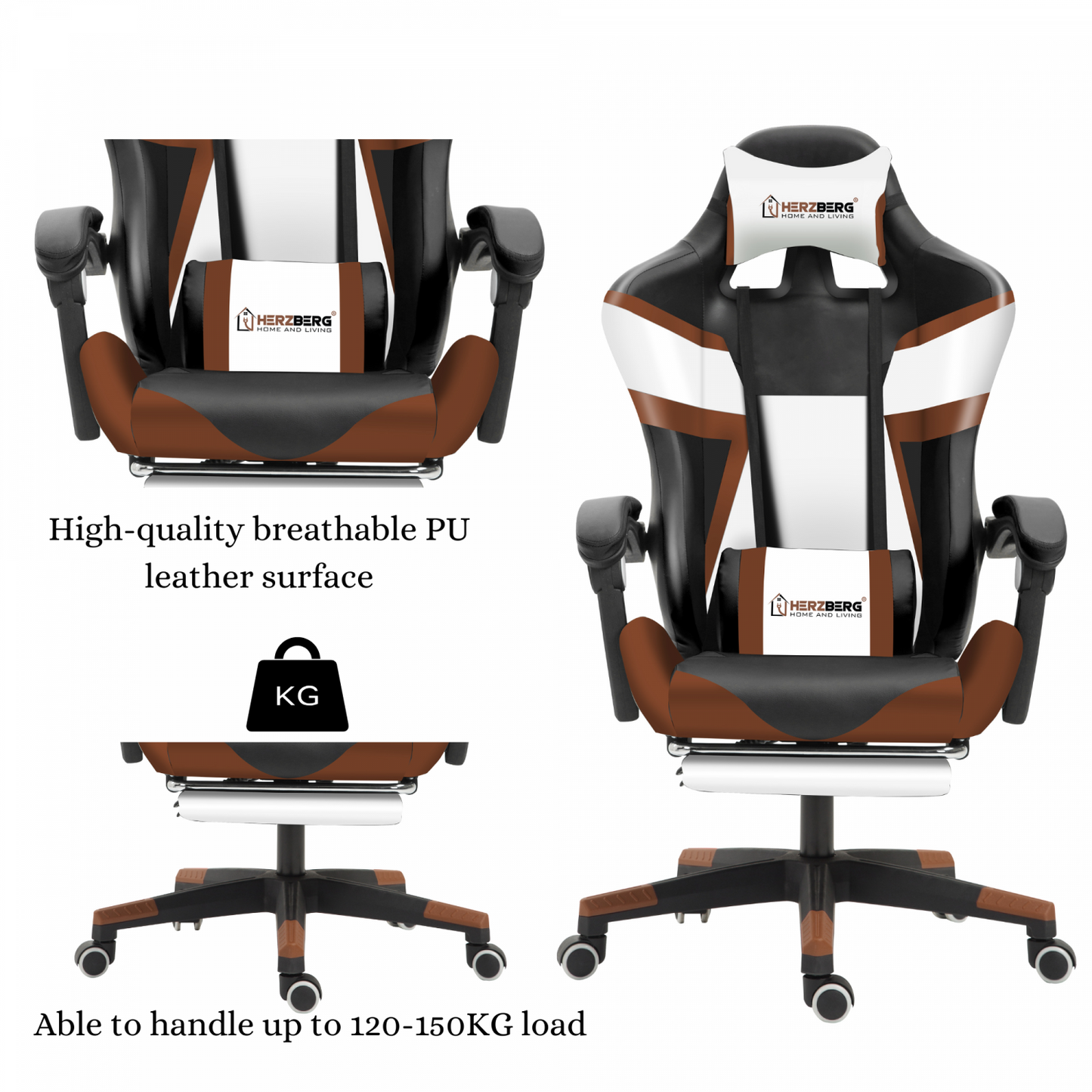 Herzberg Home & Living Herzberg Hg-8082: Driekleurige Gaming- En Bureaustoel Met T-Vormig Accent Groen