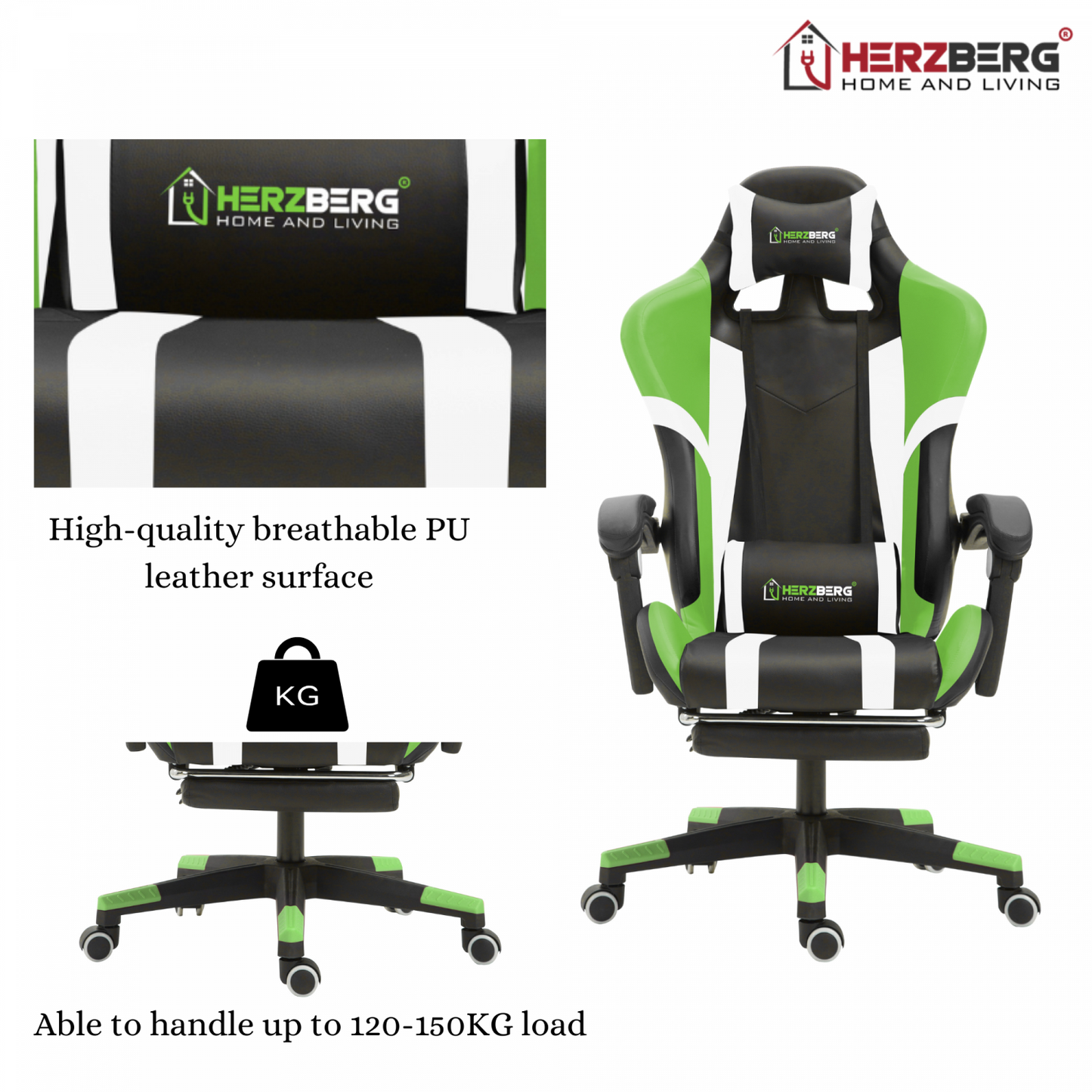 Herzberg Home & Living Herzberg Hg-8083: Driekleurige Gaming- En Bureaustoel Met Lineair Accent Geel
