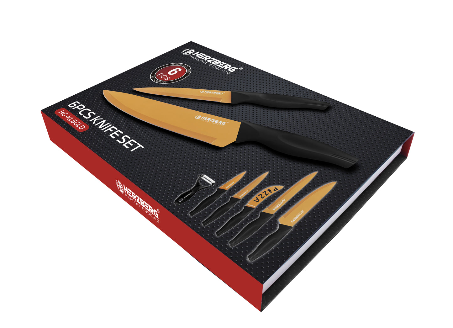 Herzberg Cooking Herzberg 5-Delige Marmeren Gecoate Messenset - Goud