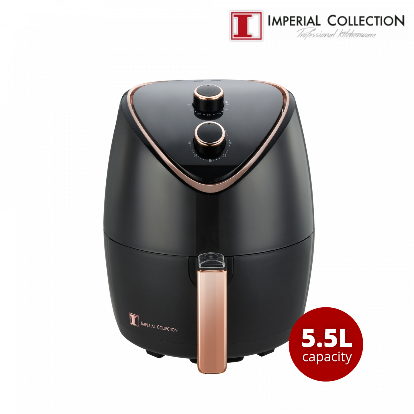 Imperial Collection 1400W Family Size Air Fryer Zonder Olie Met Handmatige Draaiknop
