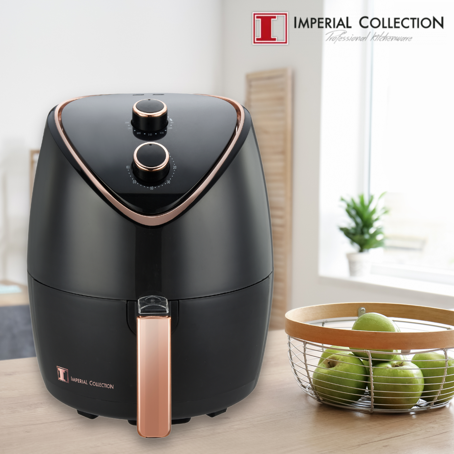 Imperial Collection 1400W Family Size Air Fryer Zonder Olie Met Handmatige Draaiknop