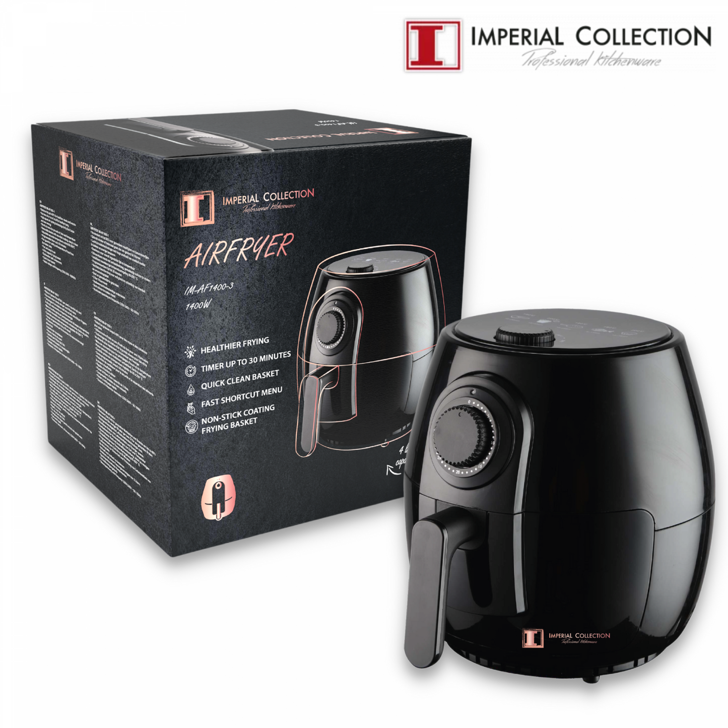 Imperial Collection 1400W Family Size Air Fryer Zonder Olie Met Snel Snelmenu
