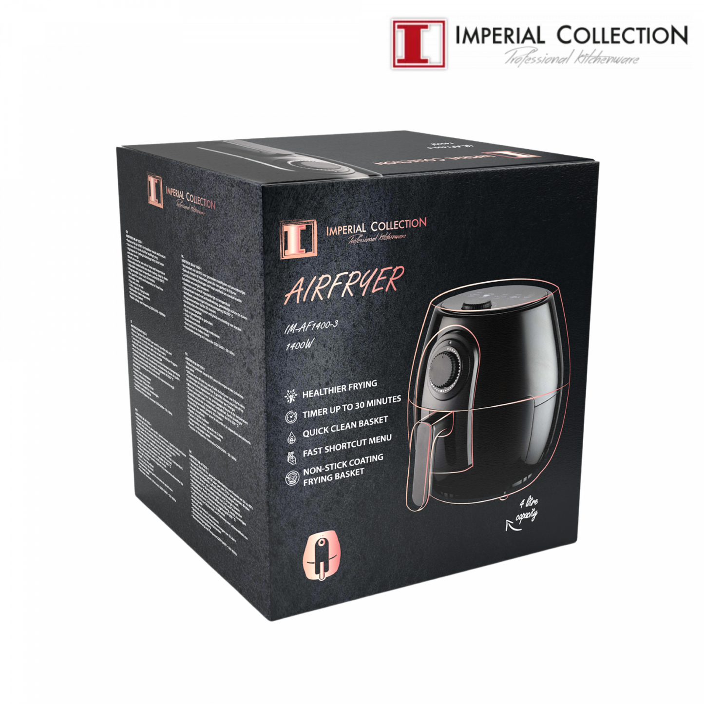 Imperial Collection 1400W Family Size Air Fryer Zonder Olie Met Snel Snelmenu