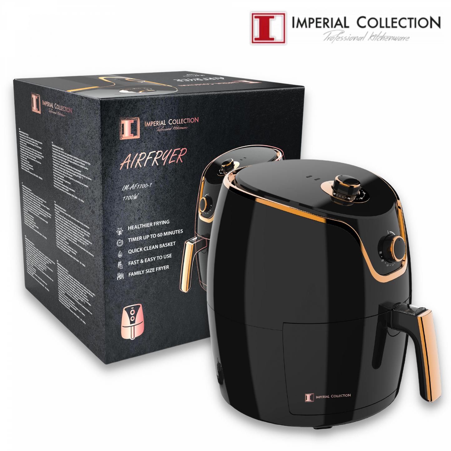 Imperial Collection 1700W Extra Grote Air Fryer Zonder Olie Met Mechanische Knop
