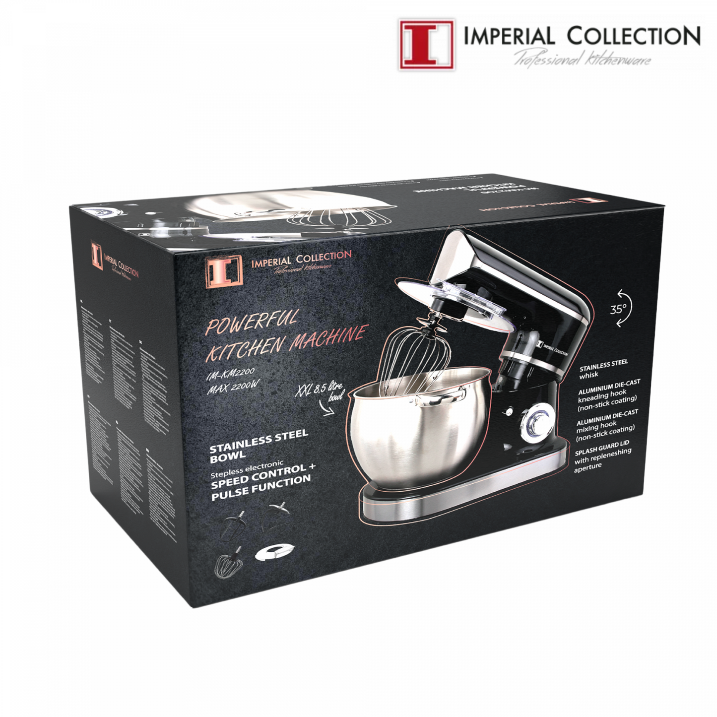 Imperial Collection 2200W Mixer / Keukenrobot Met 8.5L S/S Mengkom Rood