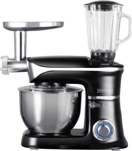 Royalty Line 3-In-1 Keukenmachine, Blender, Mixer, Vleesmolen-1300W Zwart