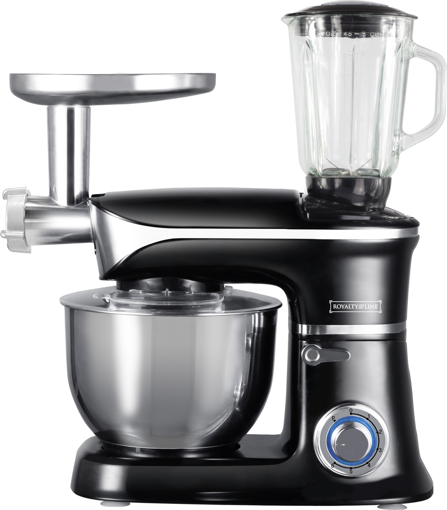 Royalty Line 3-In-1 Keukenmachine, Blender, Mixer, Vleesmolen-1300W Zwart