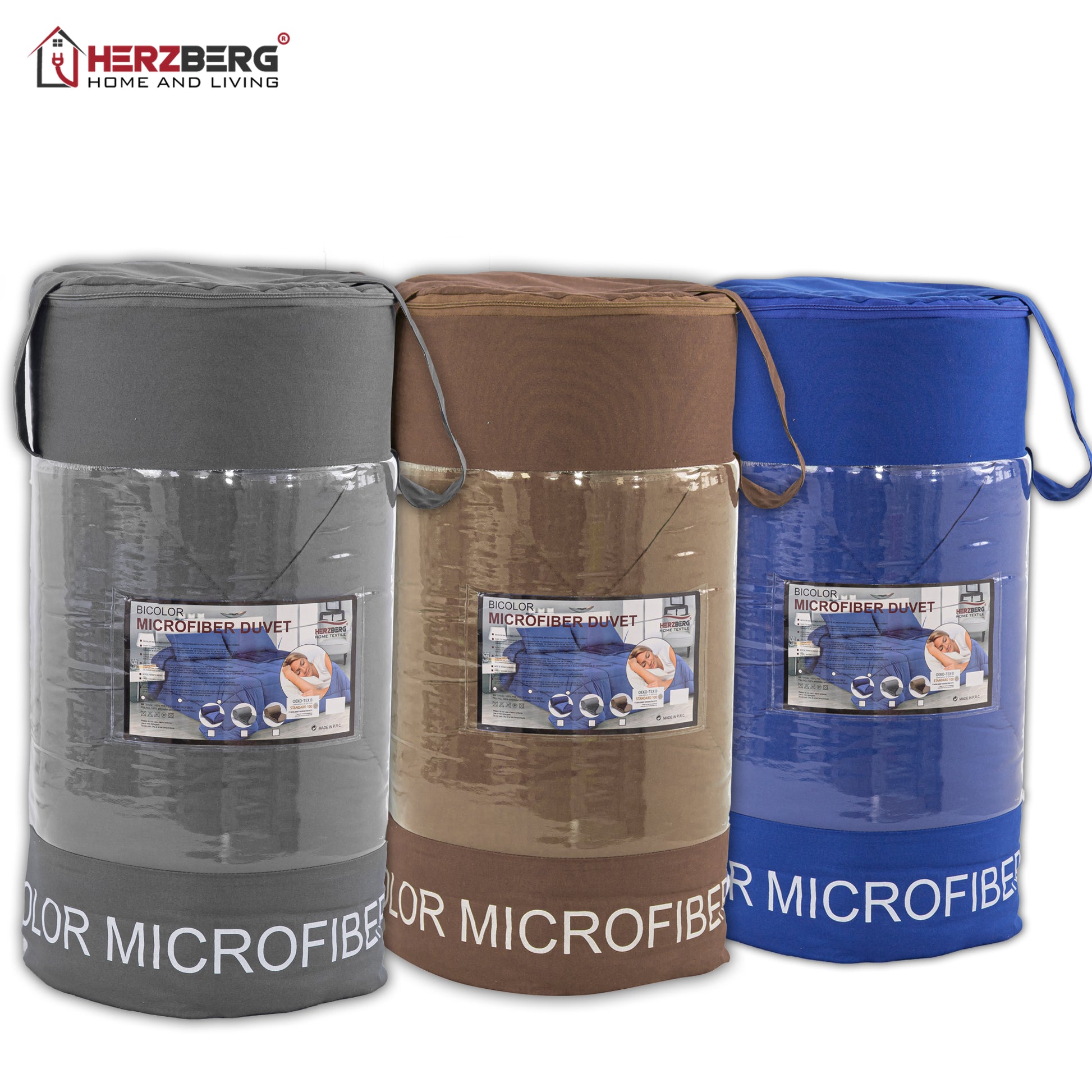 Herzberg Home & Living Herzberg Tweekleurig Microfiber Dekbed - 140X200Cm Blauw