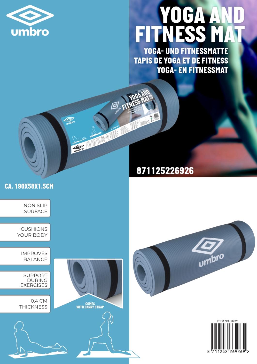 Umbro Fitness En Yoga Mat Grijs 190X58X1.5Cm