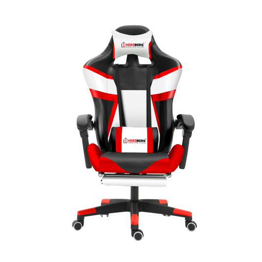 Herzberg Home & Living Herzberg Hg-8082: Driekleurige Gaming- En Bureaustoel Met T-Vormig Accent Rood