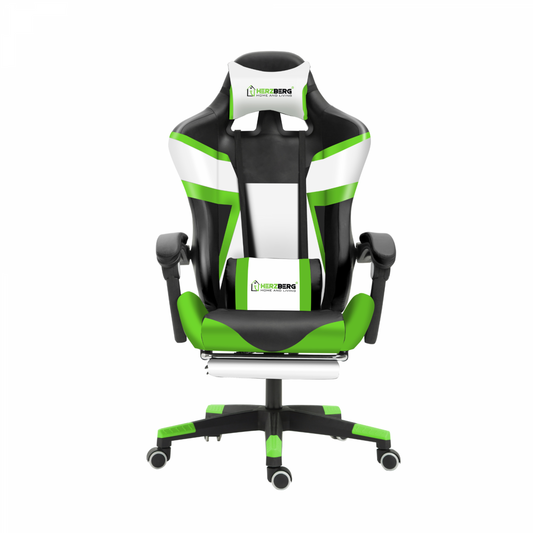 Herzberg Home & Living Herzberg Hg-8082: Driekleurige Gaming- En Bureaustoel Met T-Vormig Accent Groen