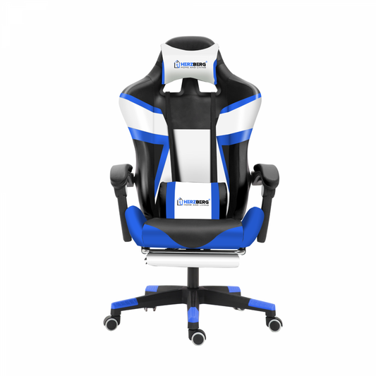 Herzberg Home & Living Herzberg Hg-8082: Driekleurige Gaming- En Bureaustoel Met T-Vormig Accent Blauw