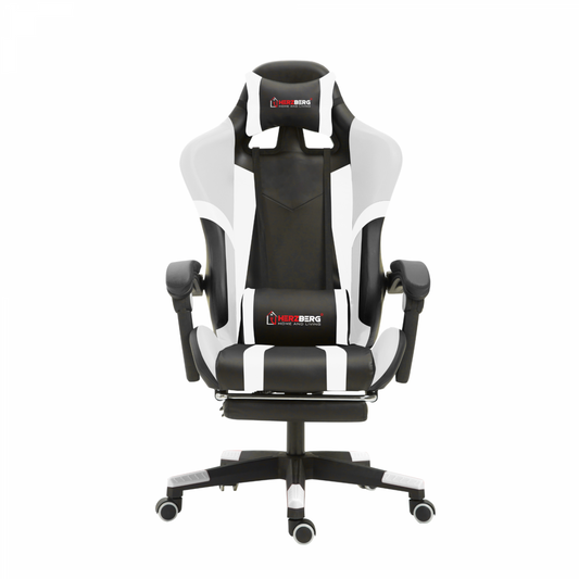 Herzberg Home & Living Herzberg Hg-8083: Driekleurige Gaming- En Bureaustoel Met Lineair Accent Wit