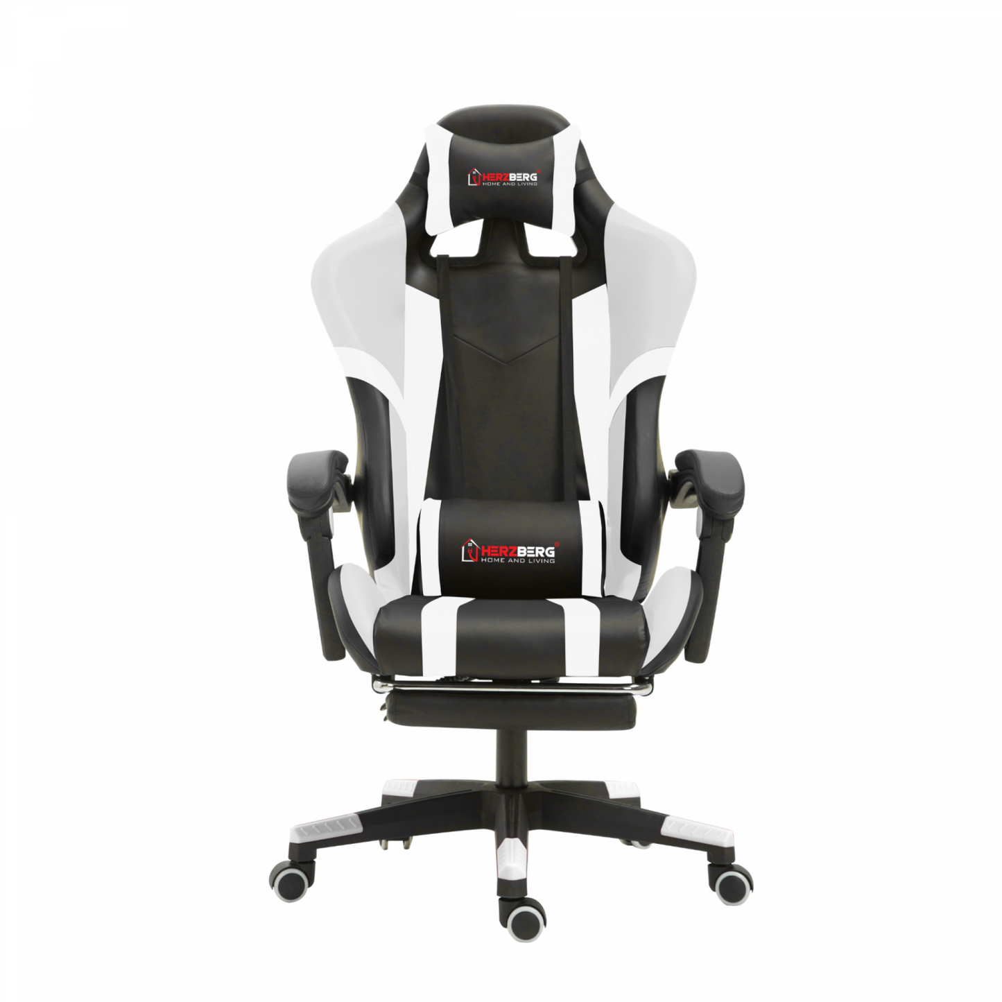 Herzberg Home & Living Herzberg Hg-8083: Driekleurige Gaming- En Bureaustoel Met Lineair Accent Wit