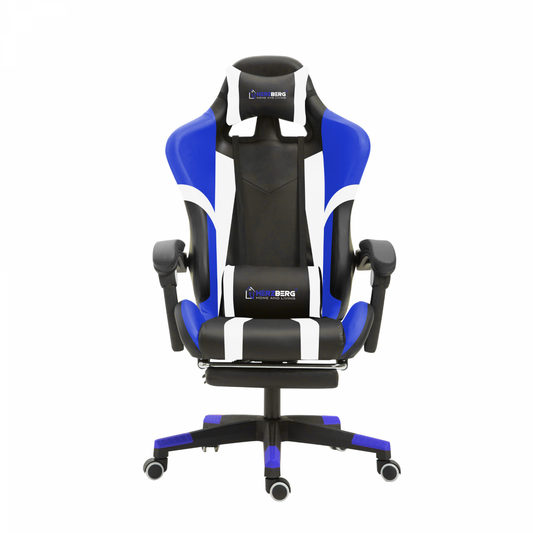 Herzberg Home & Living Herzberg Hg-8083: Driekleurige Gaming- En Bureaustoel Met Lineair Accent Blauw