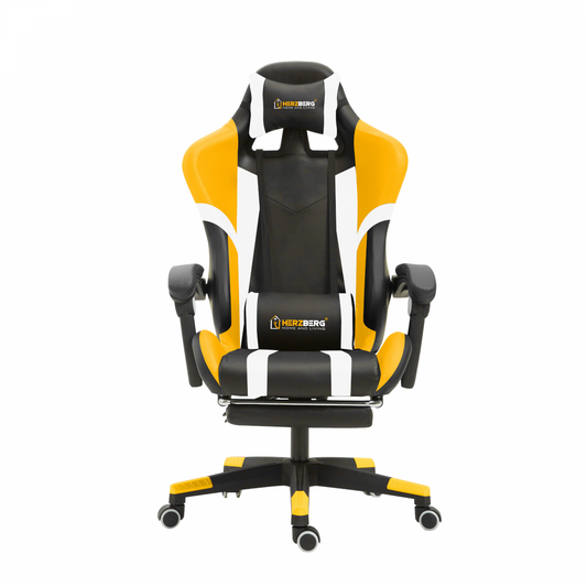 Herzberg Home & Living Herzberg Hg-8083: Driekleurige Gaming- En Bureaustoel Met Lineair Accent Geel