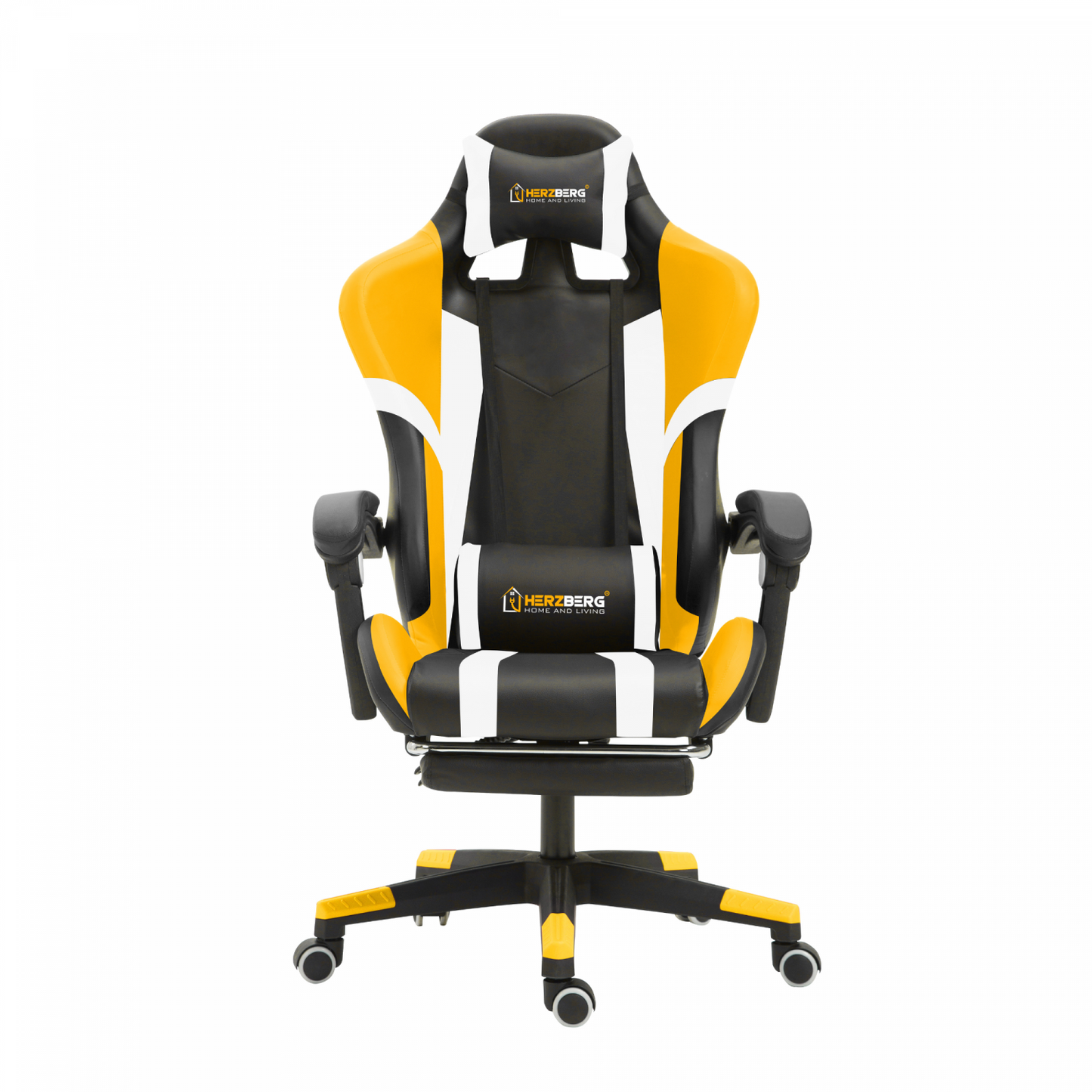 Herzberg Home & Living Herzberg Hg-8083: Driekleurige Gaming- En Bureaustoel Met Lineair Accent Geel