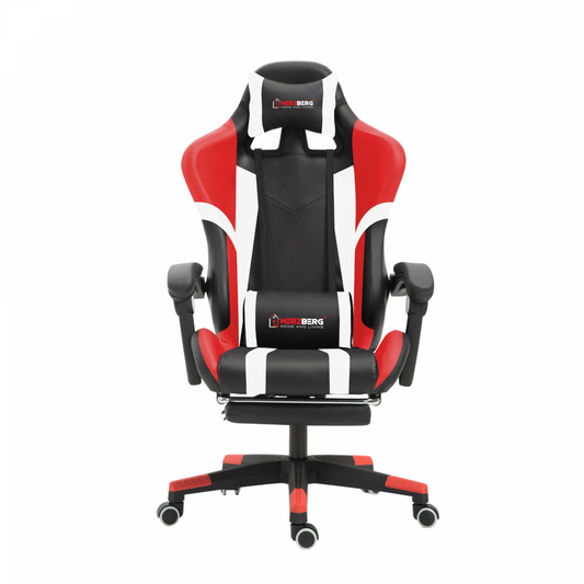 Herzberg Home & Living Herzberg Hg-8083: Driekleurige Gaming- En Bureaustoel Met Lineair Accent Rood