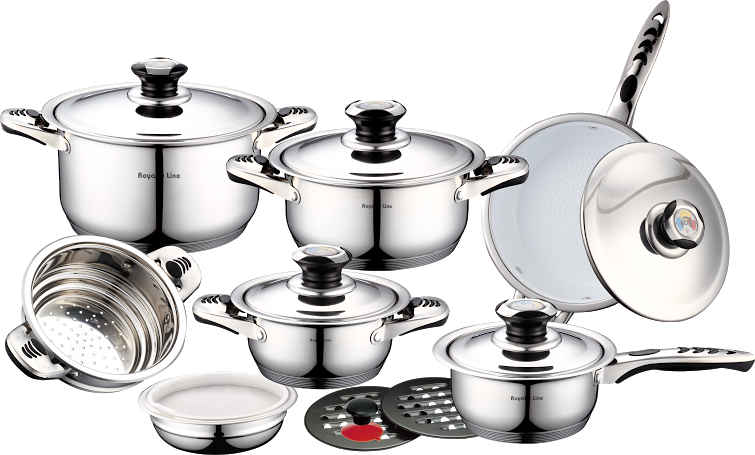 Royalty Line Rl-16B; Roestvrijstalen Steelpannen Set Van 16 Stuks