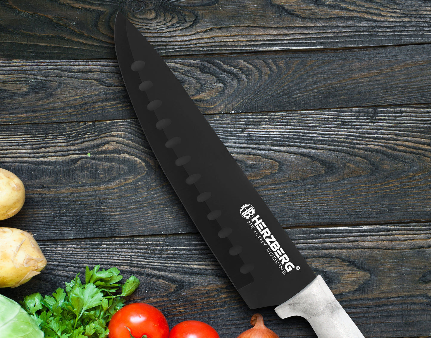 Herzberg Cooking Herzberg Hg-Msn8Stn: 8-Delige Messenset Met Acrylstatief - Steen